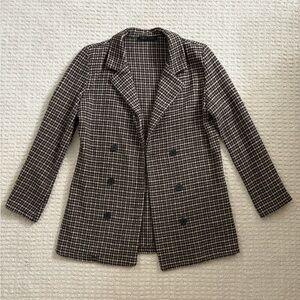 SHEIN Women’s Brown/Cream/Black Houndstooth Blazer